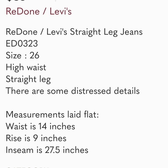 ReDone / Levi's Straight Leg Jeans - Picture 6 of 6